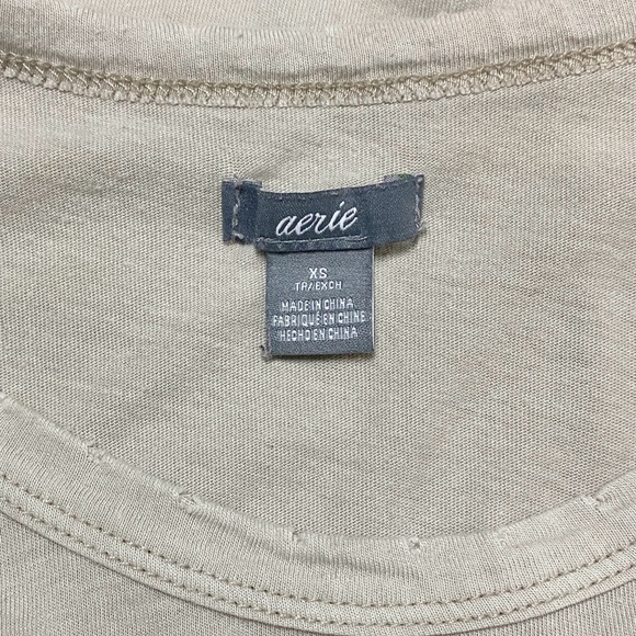 Aerie Women’s Beige Distressed ‘Castaway’ Graphic Tank Top Size Extra Small - Picture 2 of 7